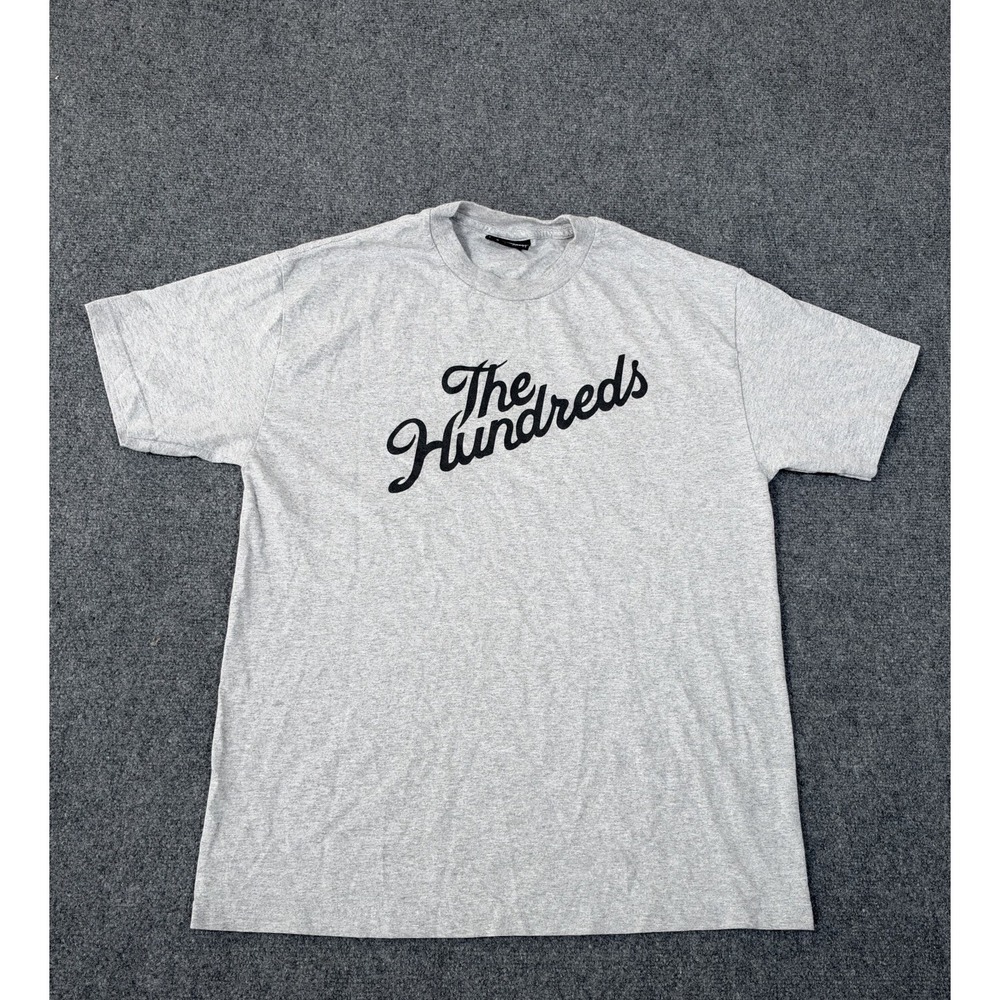 The Hundreds Gray T-Shirt Logo Print Big Spellout Men's Size Large Adam Bomb